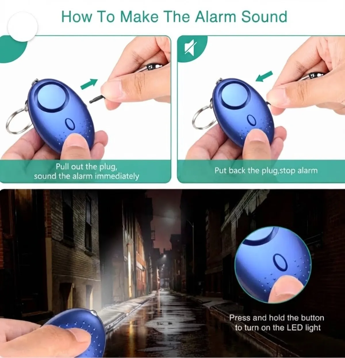 10 PCS Blue Personal Safety Keychain