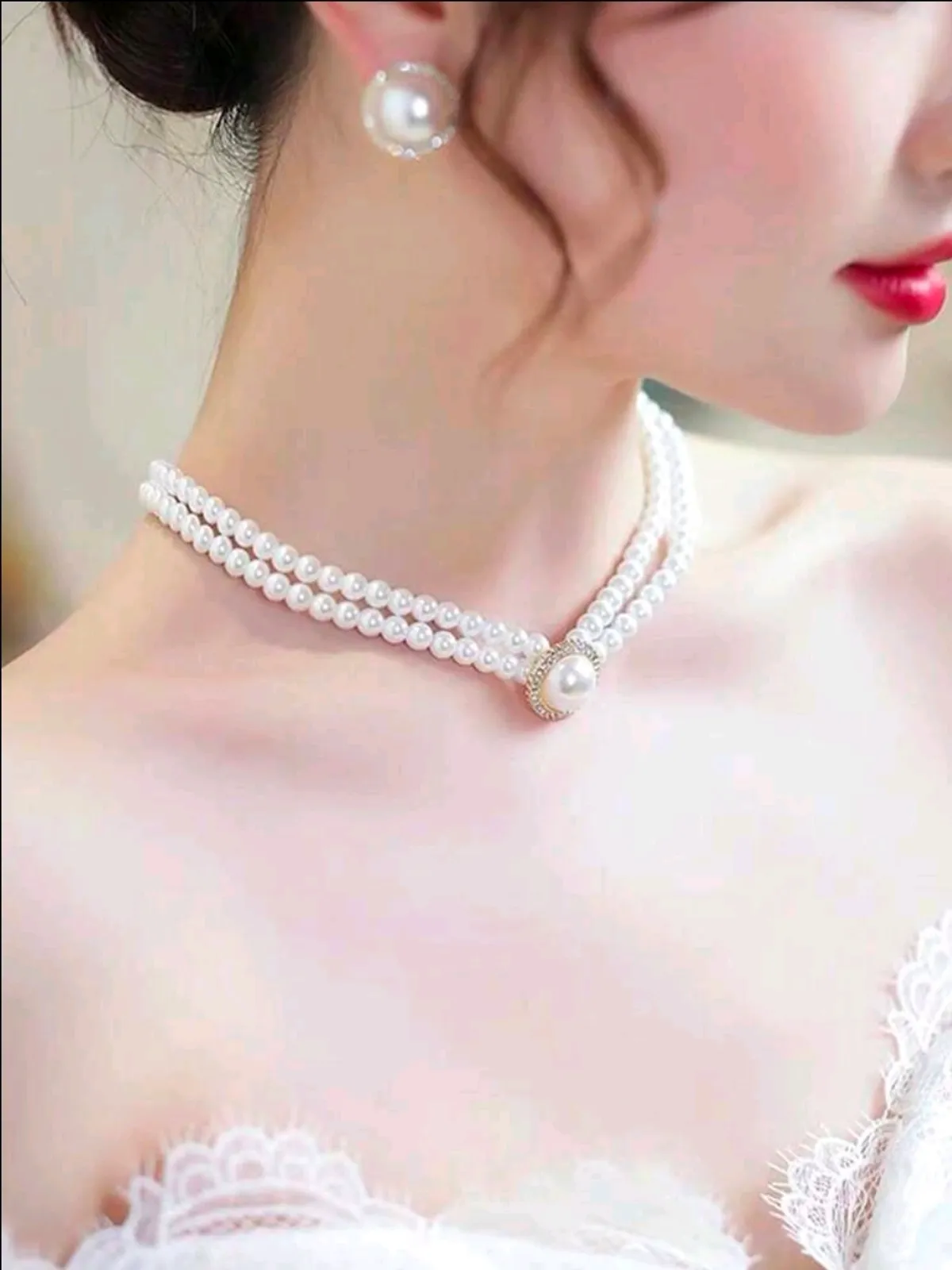 4pcs/Set Elegant Vintage Faux Pearl Necklace Set