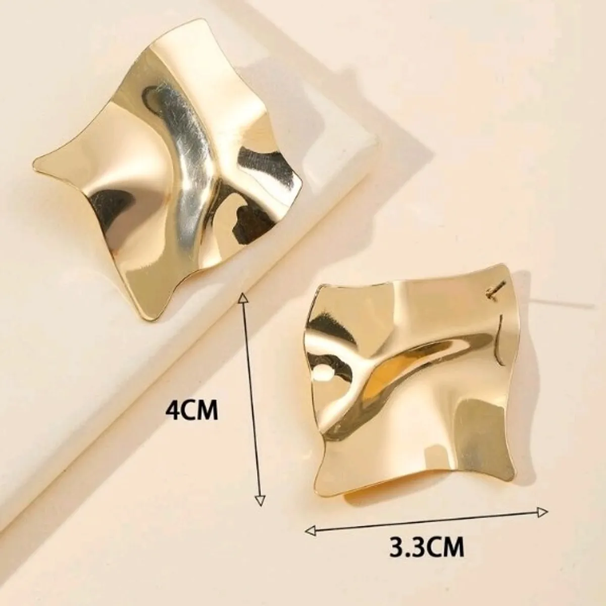 Gold Asymmetric Square Stud Earrings