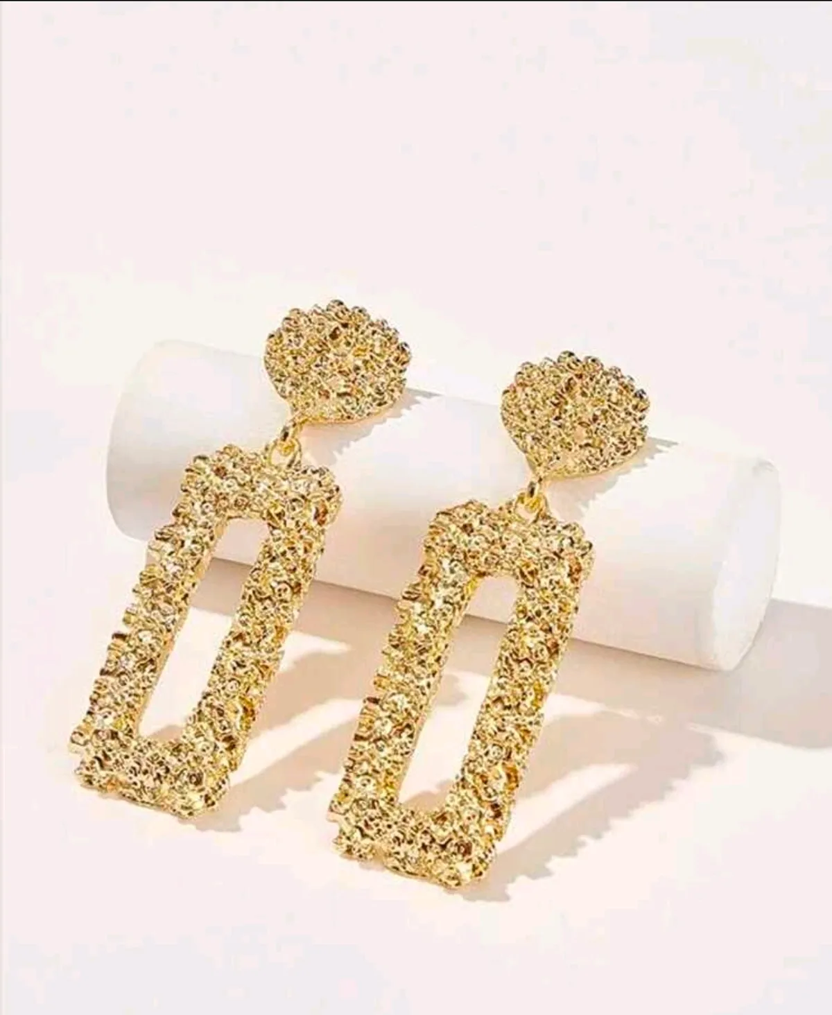 1pair European And American Style Gilded Heavy Metal Rectangle Dangle Earrings