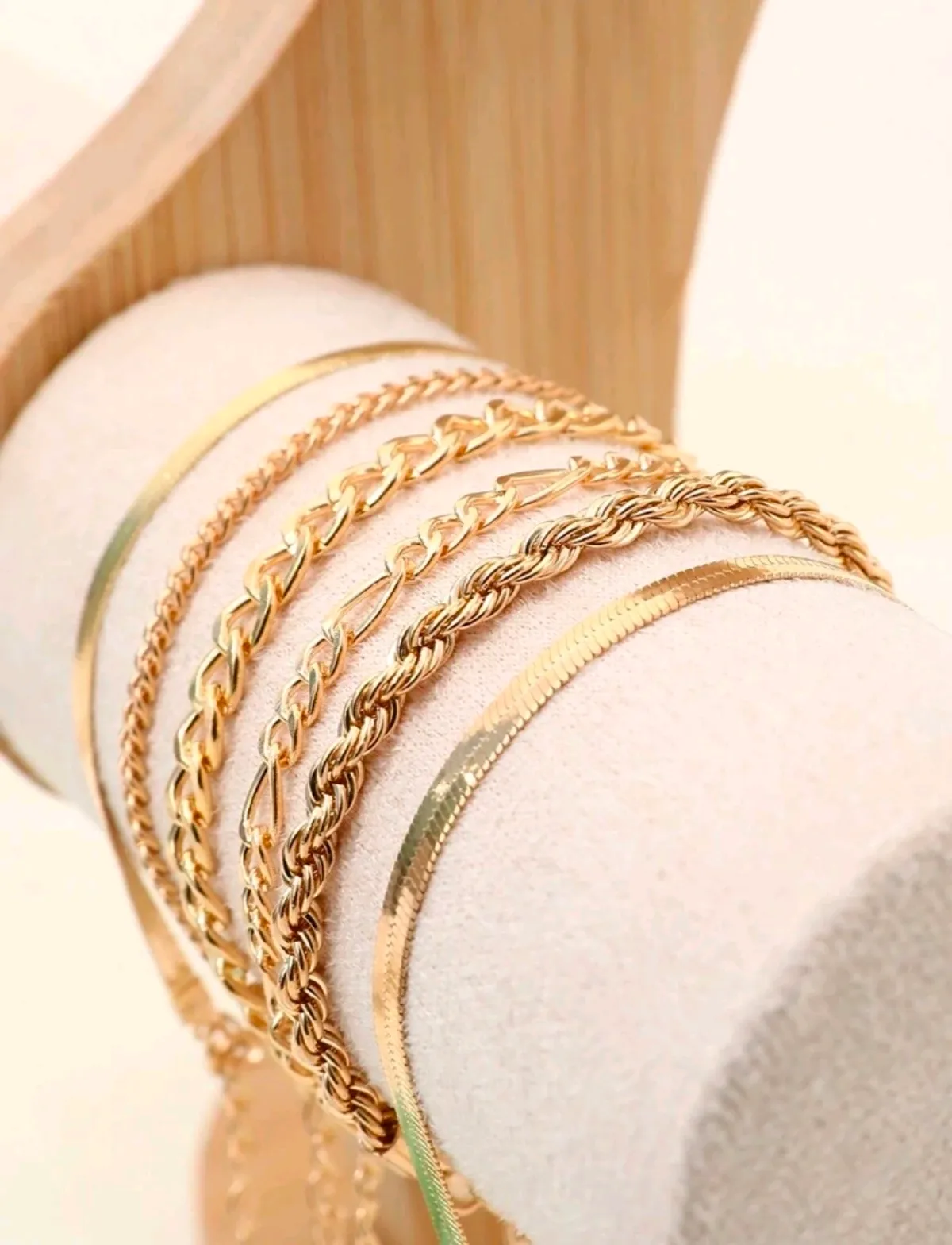 6pcs Punk Style Simple Cold Tone Chain Fashion Bracelet Set
