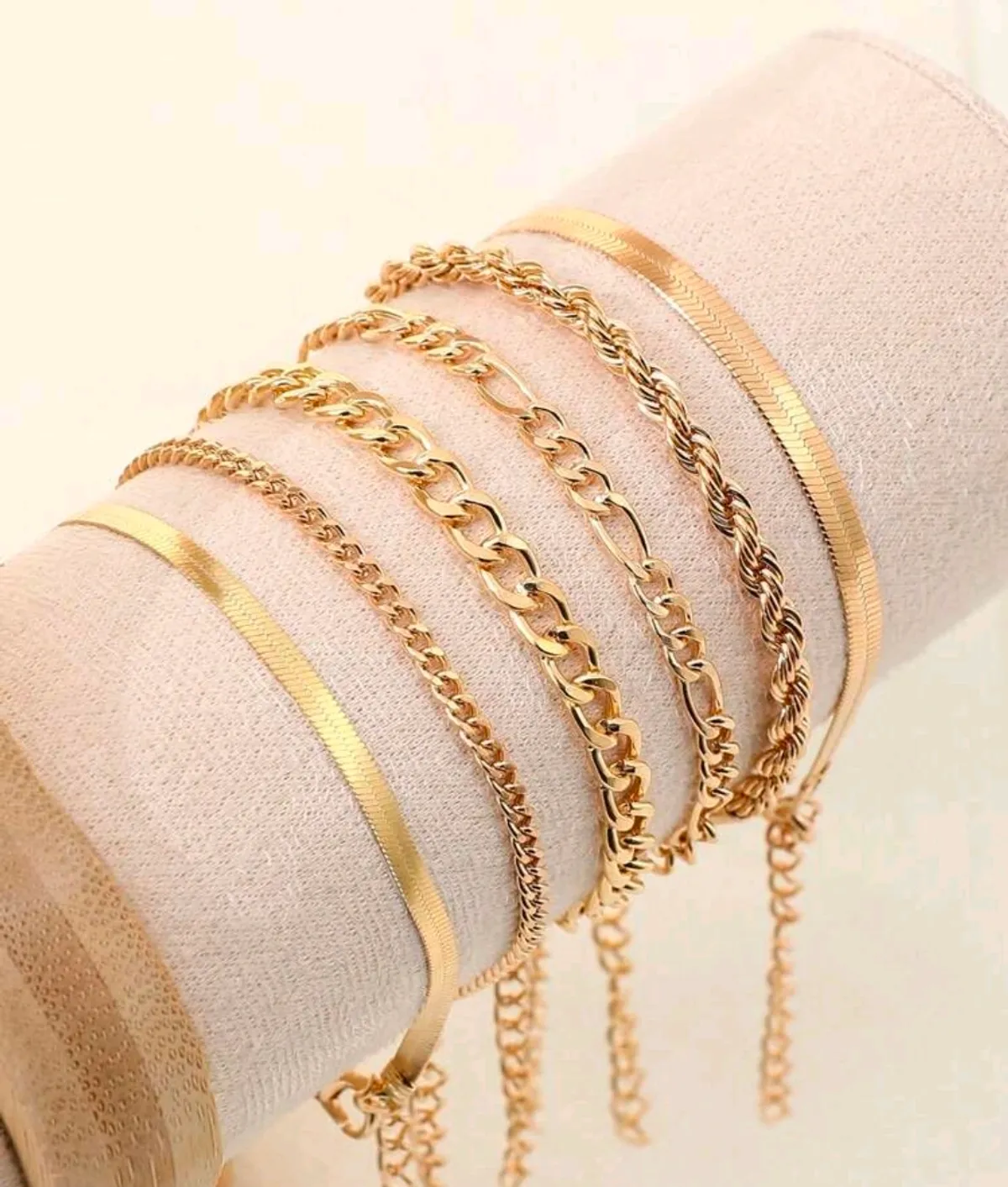 6pcs Punk Style Simple Cold Tone Chain Fashion Bracelet Set