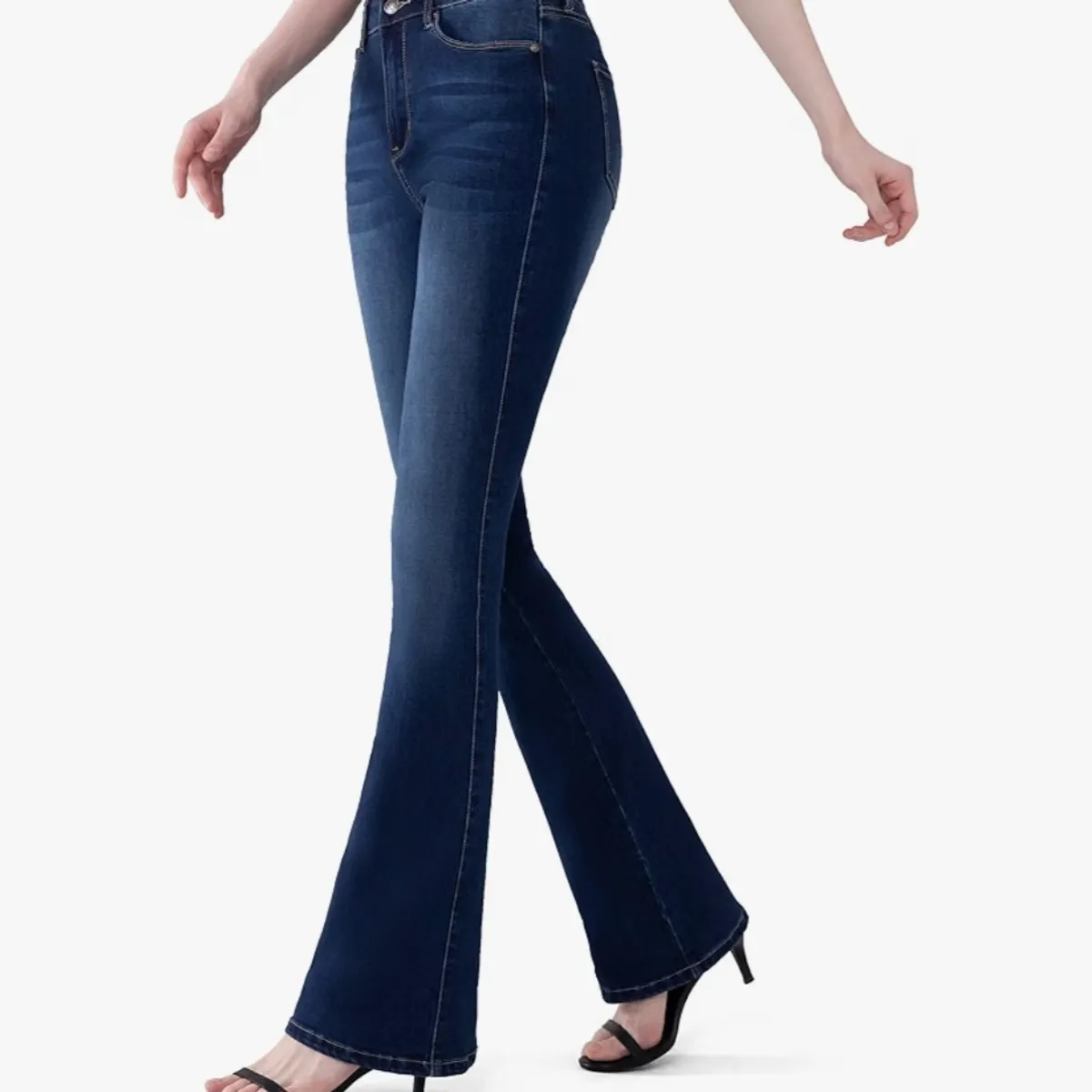 Women's Blue Stretchy Bootcut Flare Denim Jeans-Size 14