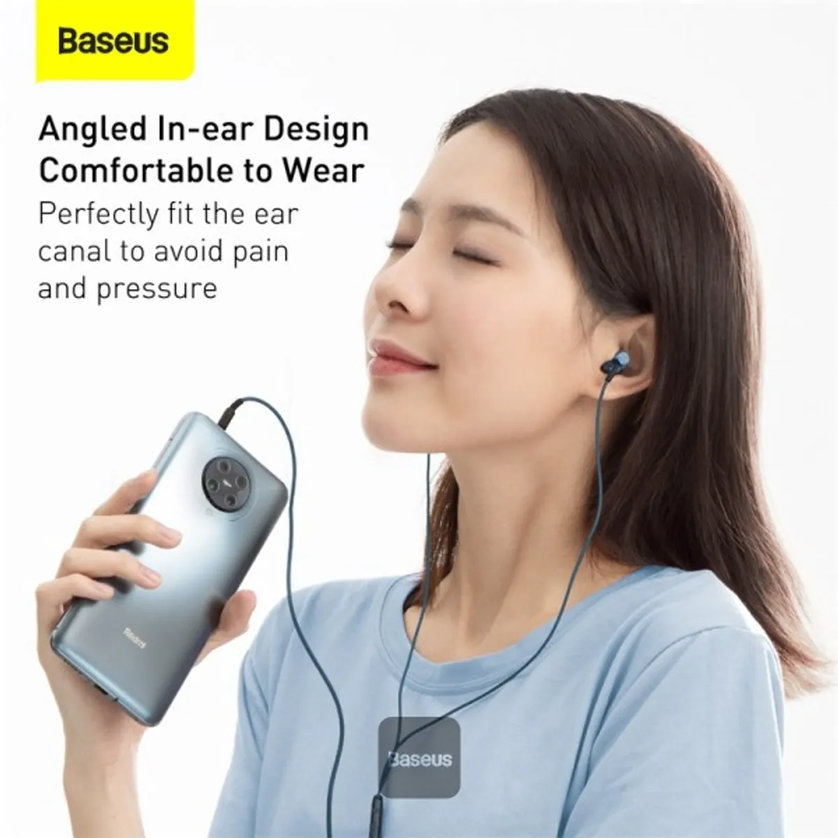 Baseus Encok 3.5mm Wired Earphone H19, BLUE