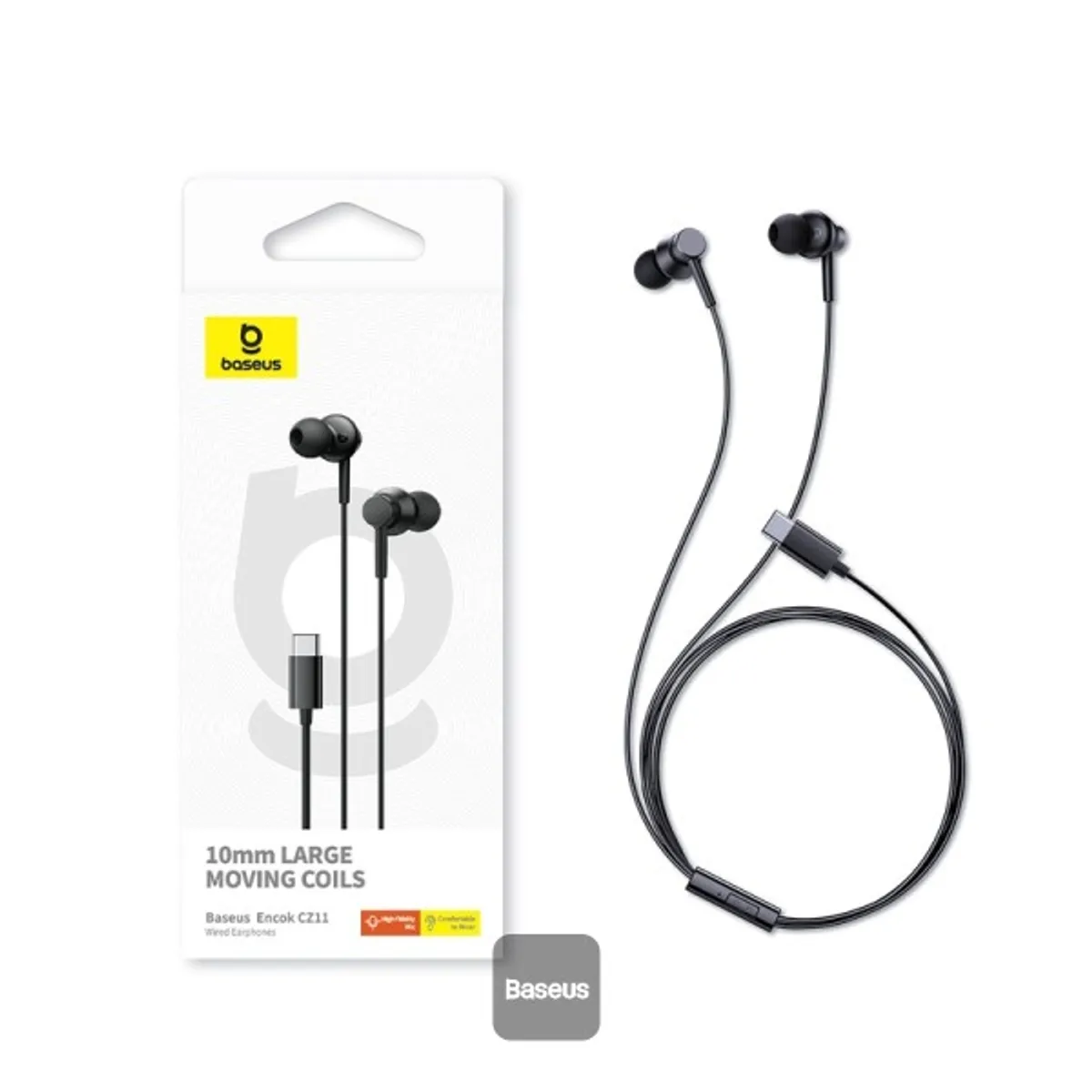 Baseus Encok CZ11 Type-C Wired Headphone w/Mic - Black