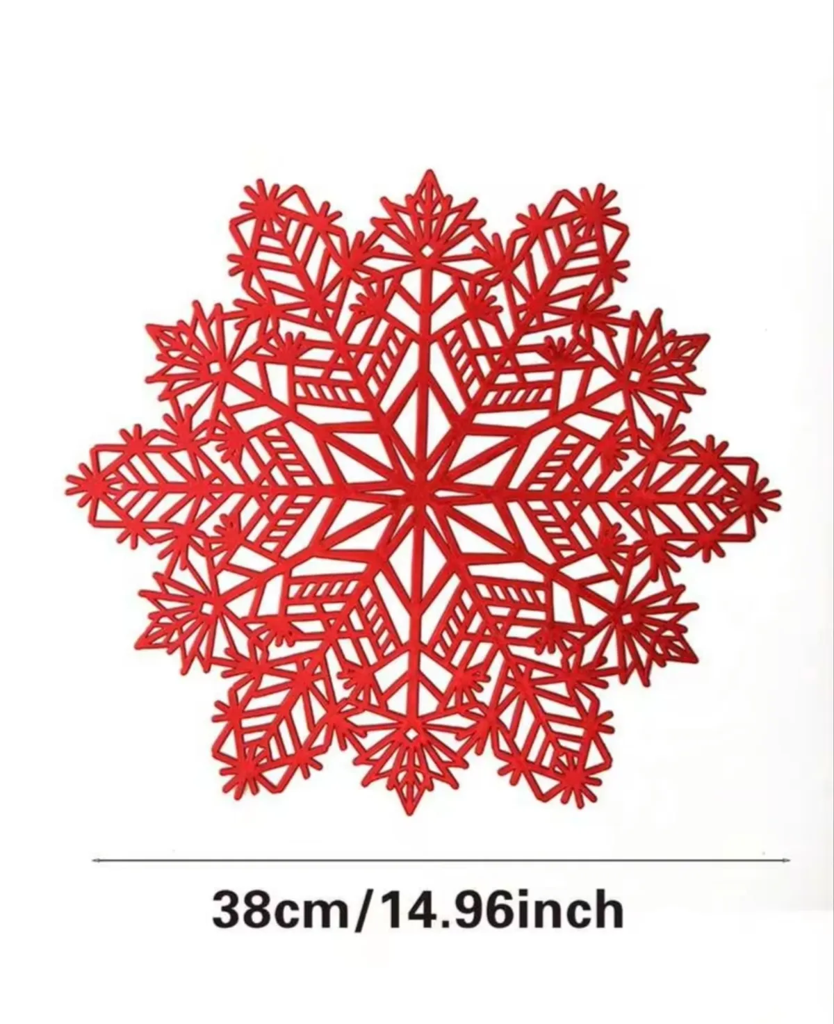 1PC  Red Christmas Snowflake Design Hollow Out Pvc Placemat, Waterproof And Heat Insulation
