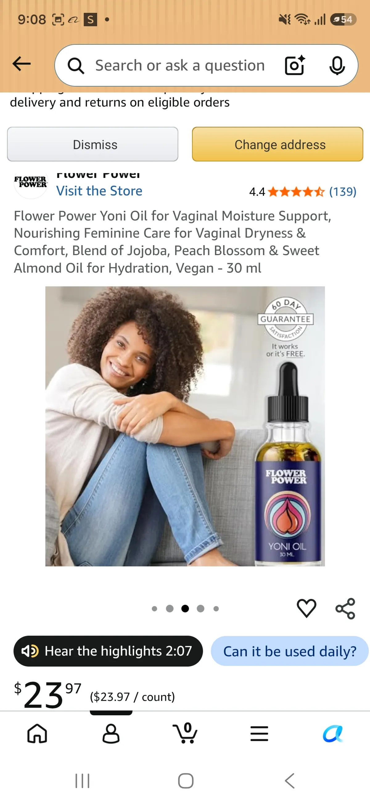 Flower Power Yoni Oil for Vaginal Moisture Support, Nourishing Feminine Care for Vaginal Dryness & Comfort, Blend of Jojoba, Peach Blossom & Sweet Almond Oil for Hydration, Vegan - 30 ml
