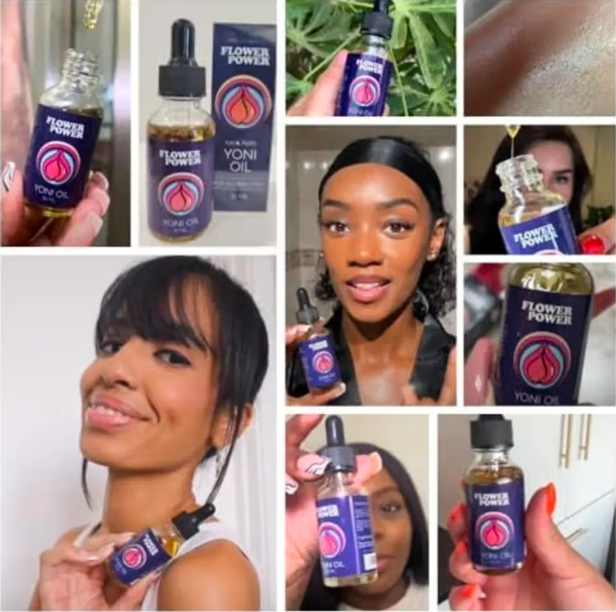 Flower Power Yoni Oil for Vaginal Moisture Support, Nourishing Feminine Care for Vaginal Dryness & Comfort, Blend of Jojoba, Peach Blossom & Sweet Almond Oil for Hydration, Vegan - 30 ml