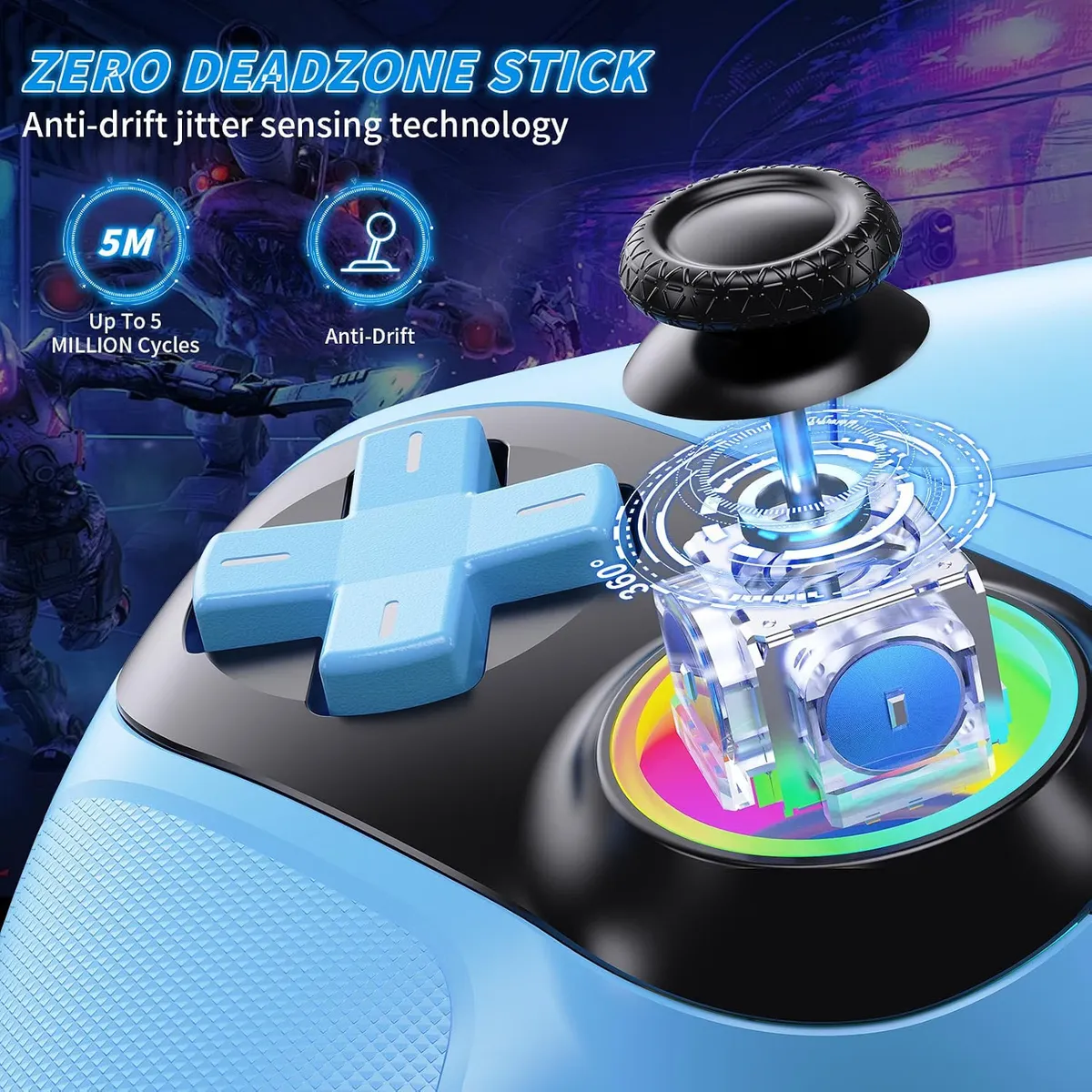 LED Wireless Controller for PS5, Compatible with PS5 Pro/Slim/PC, Dual Vibration, Macro/Turbo Function, 3.5mm Audio Jack, 6-Axis Motion Control Gamepad with Speaker
