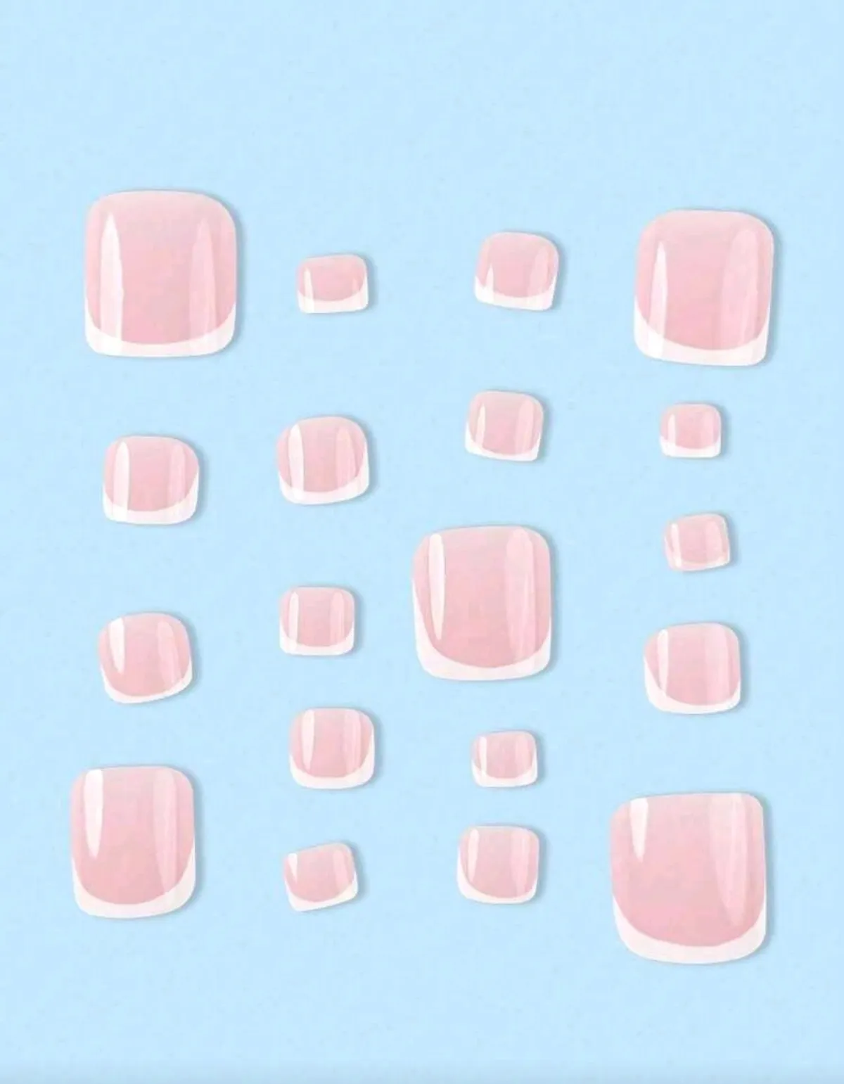 3 PACK burgundy, french & nude coloured press-on toe nails