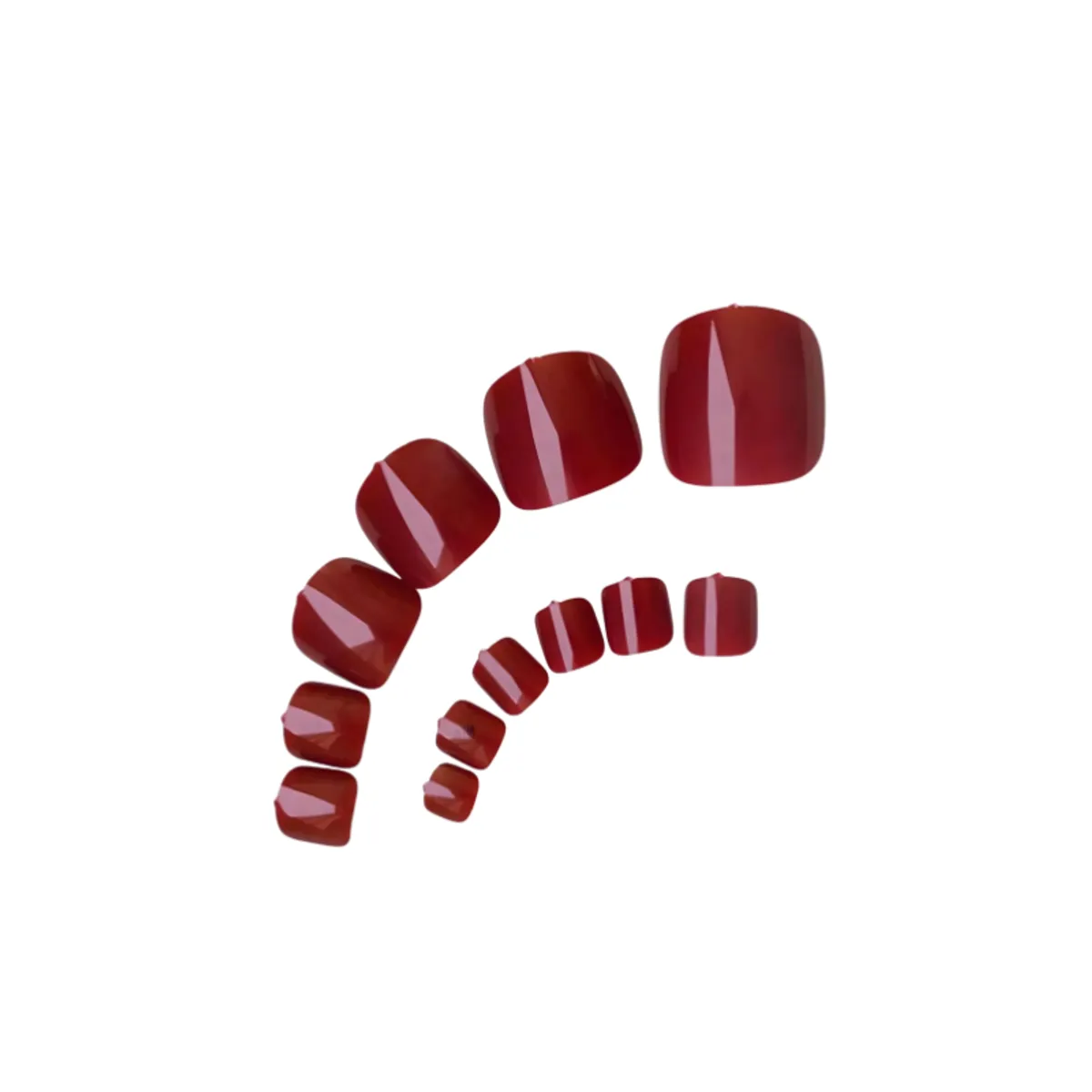 3 PACK burgundy, french & nude coloured press-on toe nails