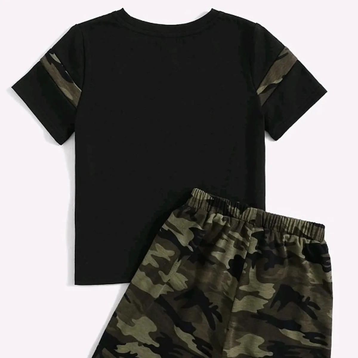 2pcs/Set Boy Camouflage T-Shirt And Shorts Set-Size 3-4Y