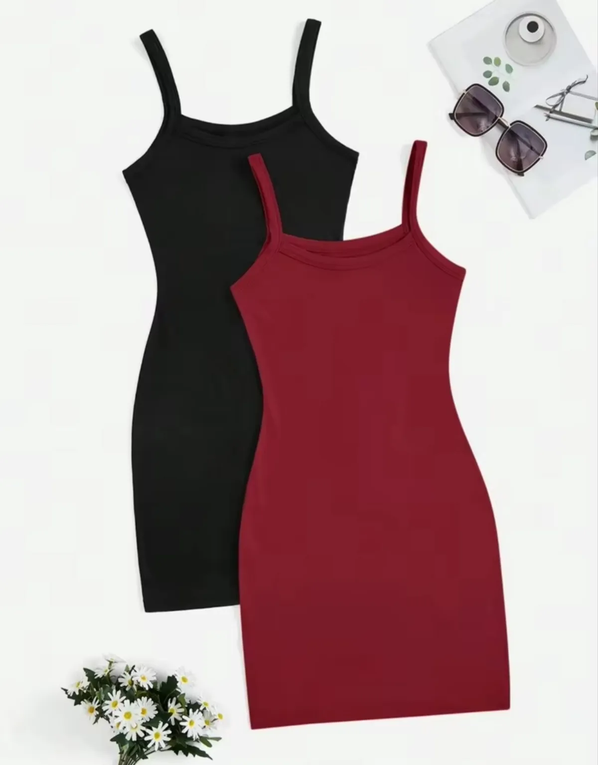 Privé 2PCS Strapless Off-Shoulder Summer Dress In Solid Color For Women