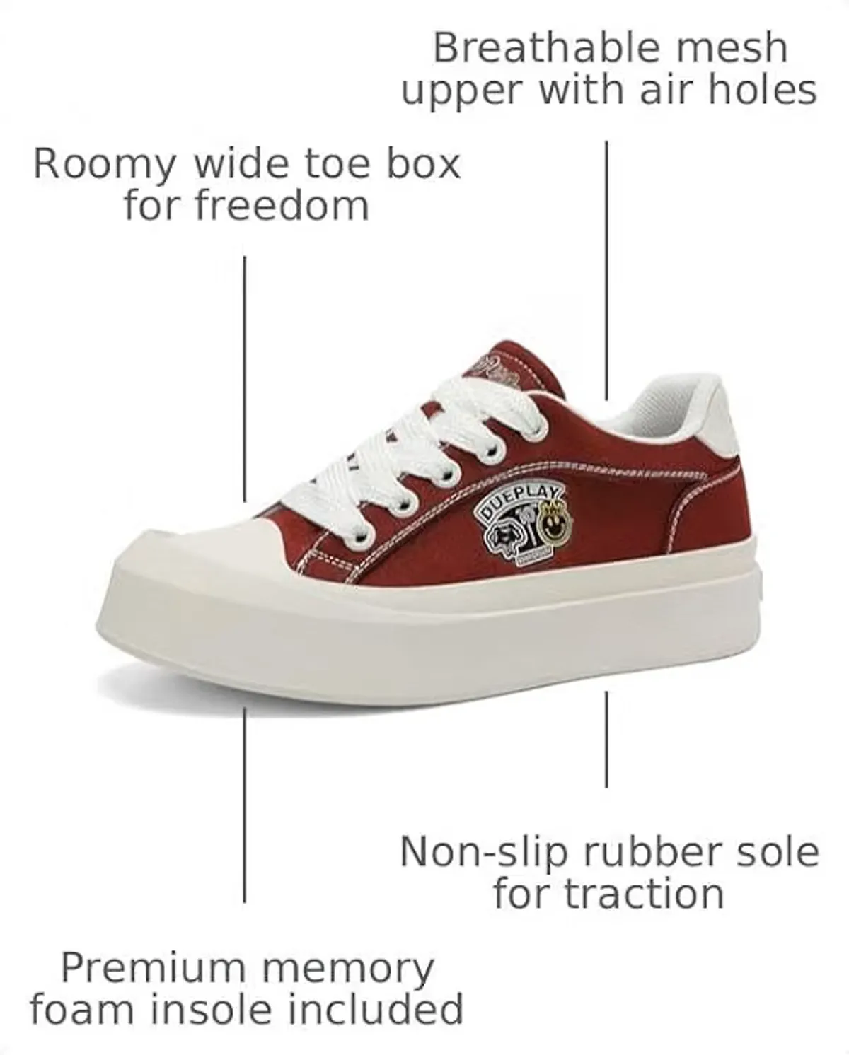 Platform Sneakers for Men Women Skate Shoes Casual Walking Tennis Shoes, 6.5