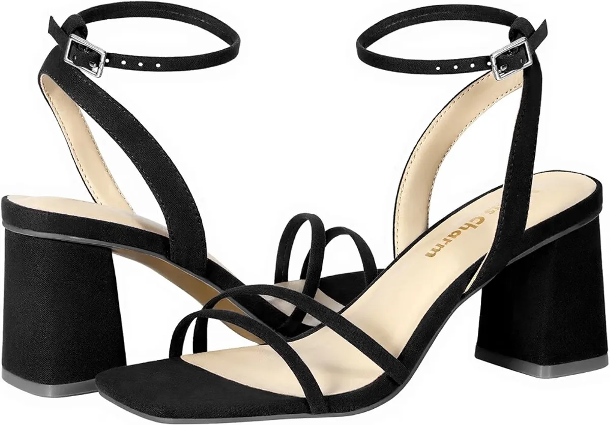 Women's Chunky Block Heeled Sandals 2.95 Inches Open Toe Ankle Strap Block High Heel Sandal Dress Dancing Chunky Sandals Daily Work Party Wedding Shoes, Size: 9