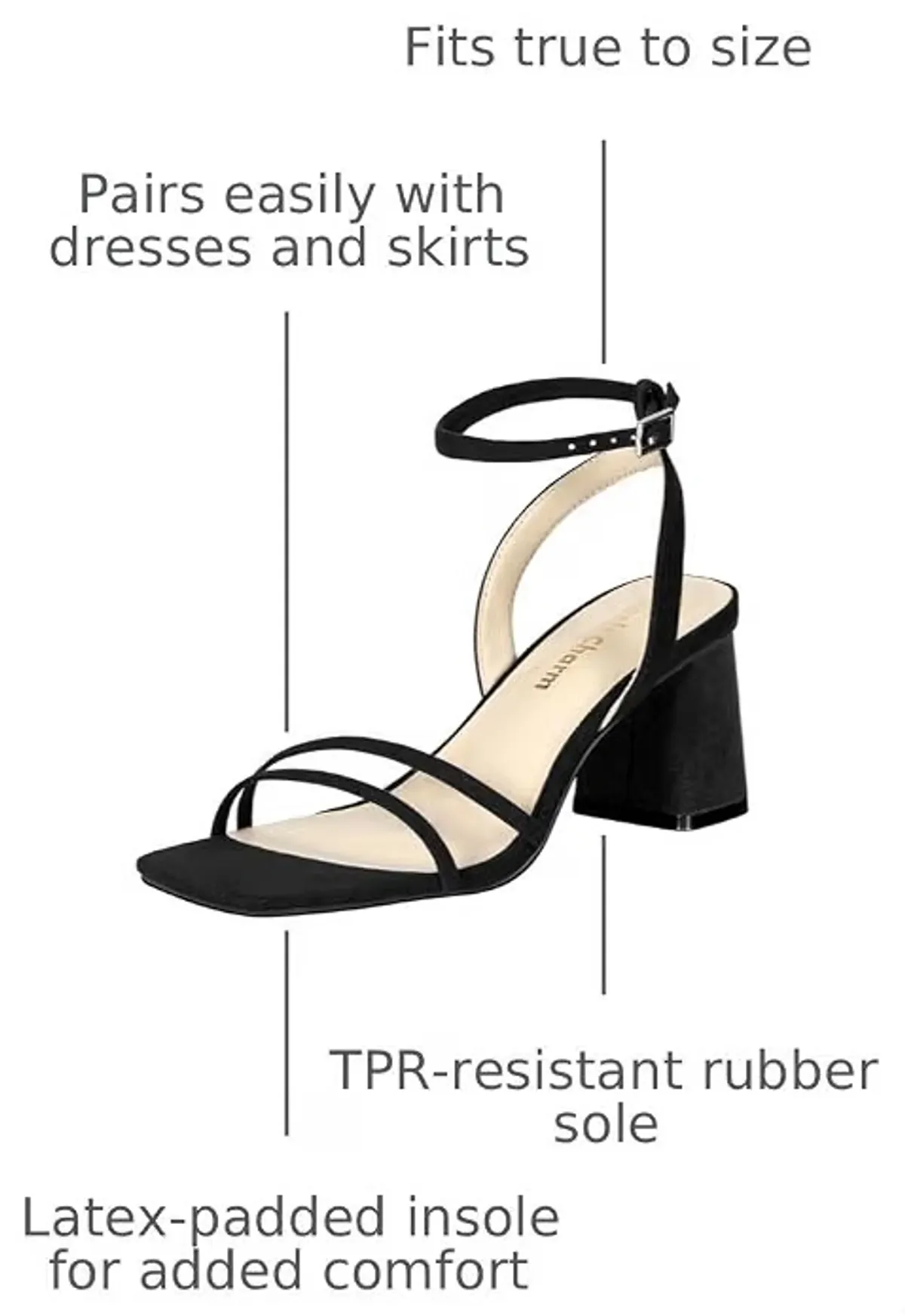Women's Chunky Block Heeled Sandals 2.95 Inches Open Toe Ankle Strap Block High Heel Sandal Dress Dancing Chunky Sandals Daily Work Party Wedding Shoes, Size: 7.5