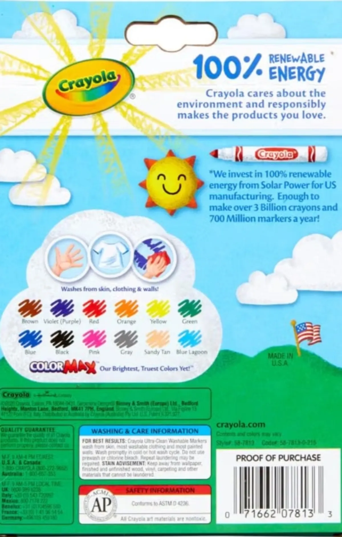 Crayola - 12 ct. Ultra-Clean Washable Assorted, Fine Line, ColorMax Markers
