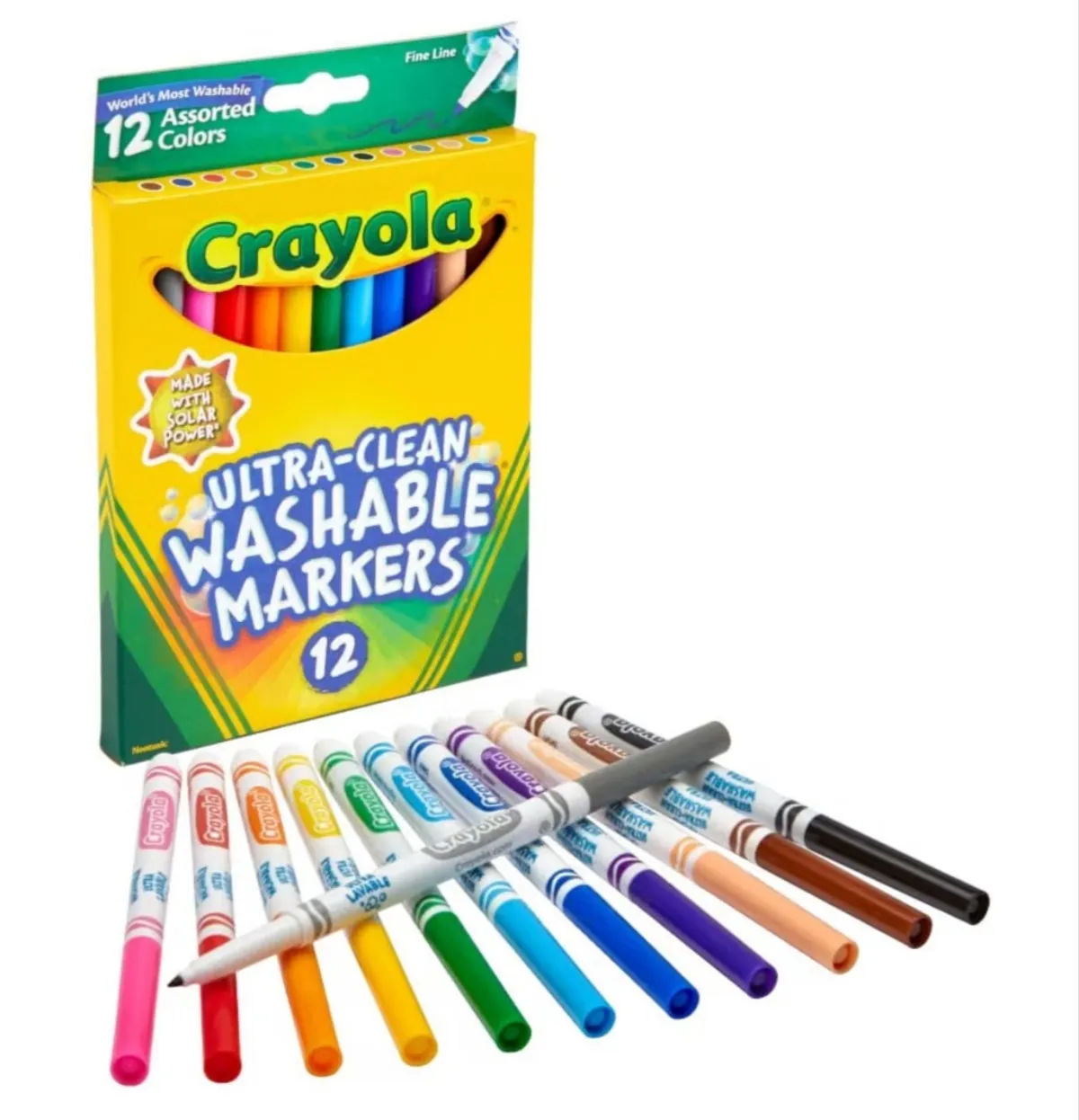 Crayola - 12 ct. Ultra-Clean Washable Assorted, Fine Line, ColorMax Markers