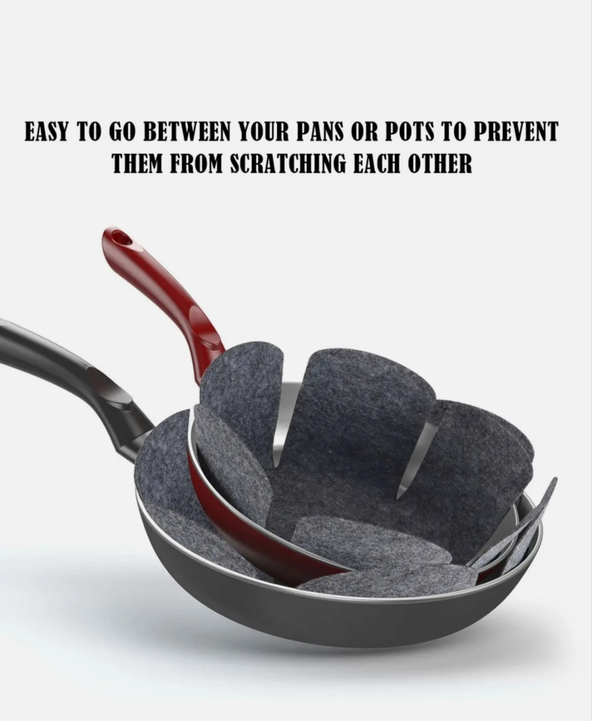 12PCS Pan Pot Protectors Prevent Scratching Stick Pads 3 Sizes Dividers Cookware