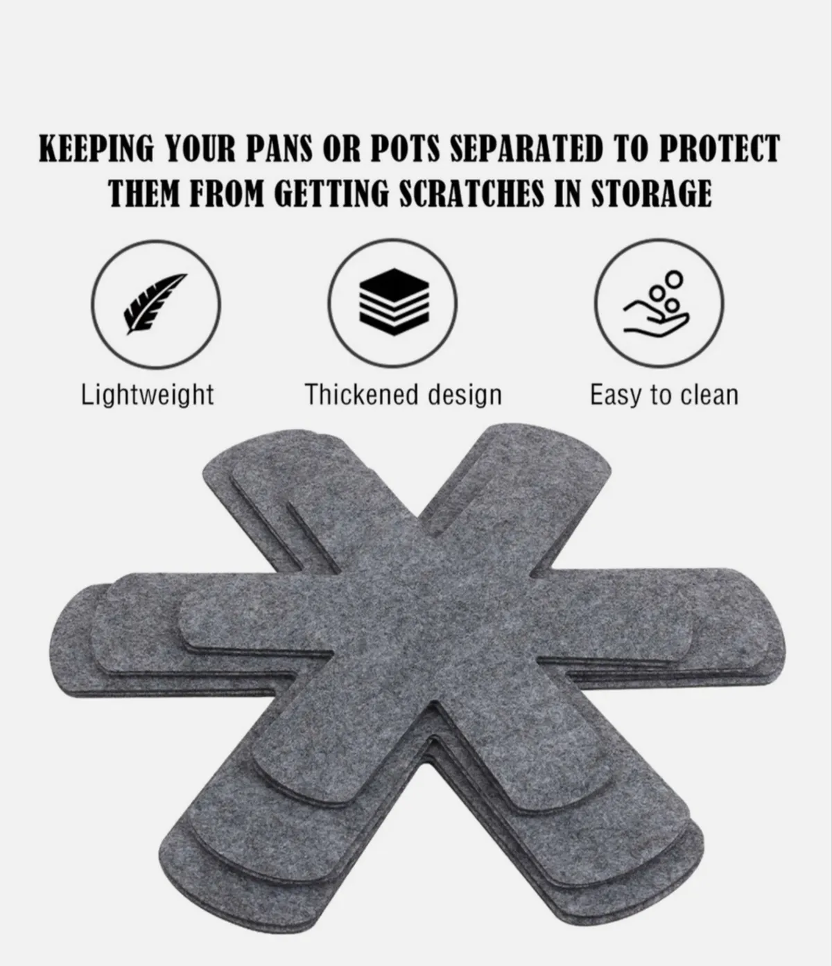 12PCS Pan Pot Protectors Prevent Scratching Stick Pads 3 Sizes Dividers Cookware