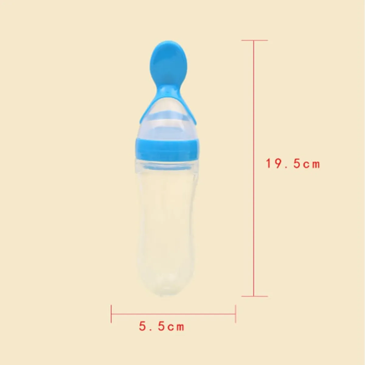 XIRQI Baby Bottles, Squeeze Feeding Bottle with Spoon, Silicone Baby Bottle-Feeding Supplies, Blue