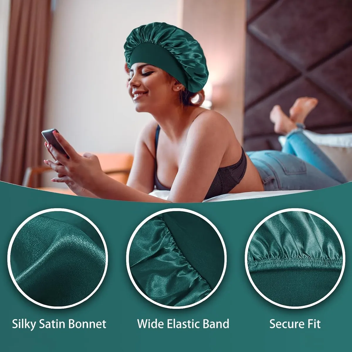 4PCS Silk Satin Bonnets for Women & Men.