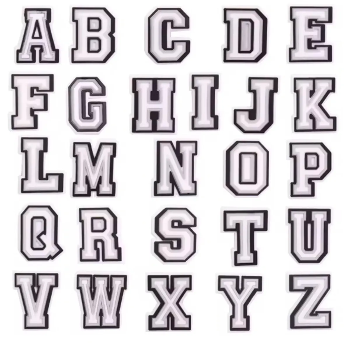2pcs Black White Alphabet A-Z PVC Accessories Shoe Charms Cute Letter DIY Clog Buckle Decorations fit Birthday Gift