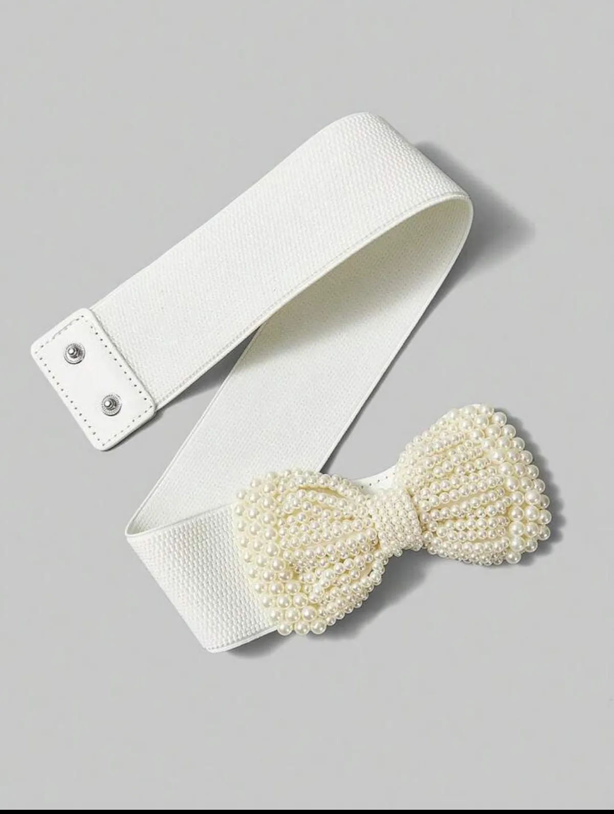 Bow Elastic Stretch Belt Cinch Belt Waistband Pearl Wide Waist Belt