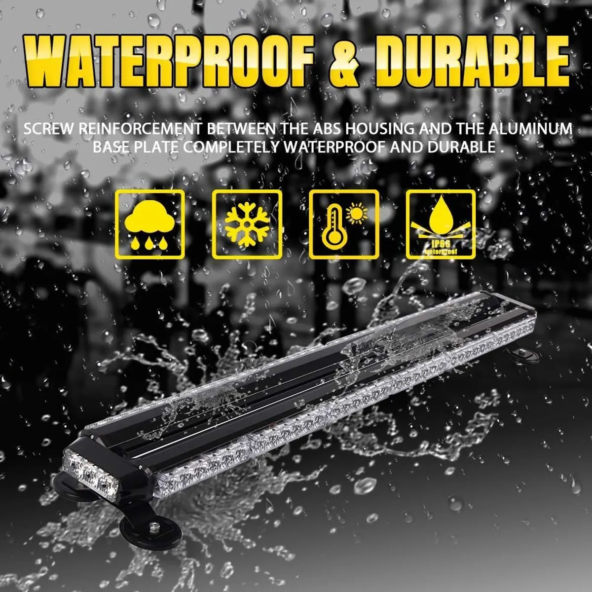 38'' 78 LED Emergency Strobe Rooftop Flashing Light Bar, Double Side Hazard Warning Beacon Safety Lights w/Magnetic for Tow Vehicles Firefighter Cars Trucks Traffic Security,White & Amber 12V