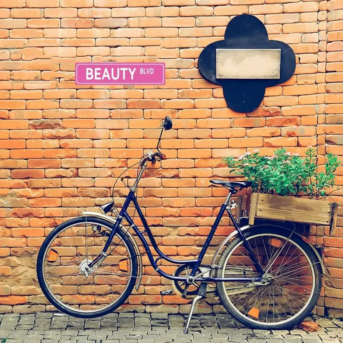 BEAUTY BLVD - Pink Retro Metal Wall Sign.