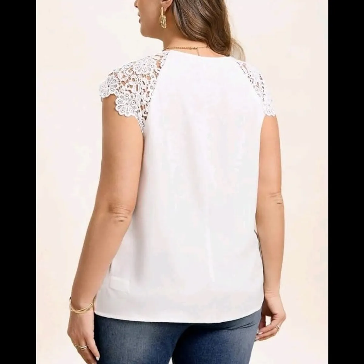 Plus Size Lace Embroidery Patchwork Women Shirt,Business Casual Woman