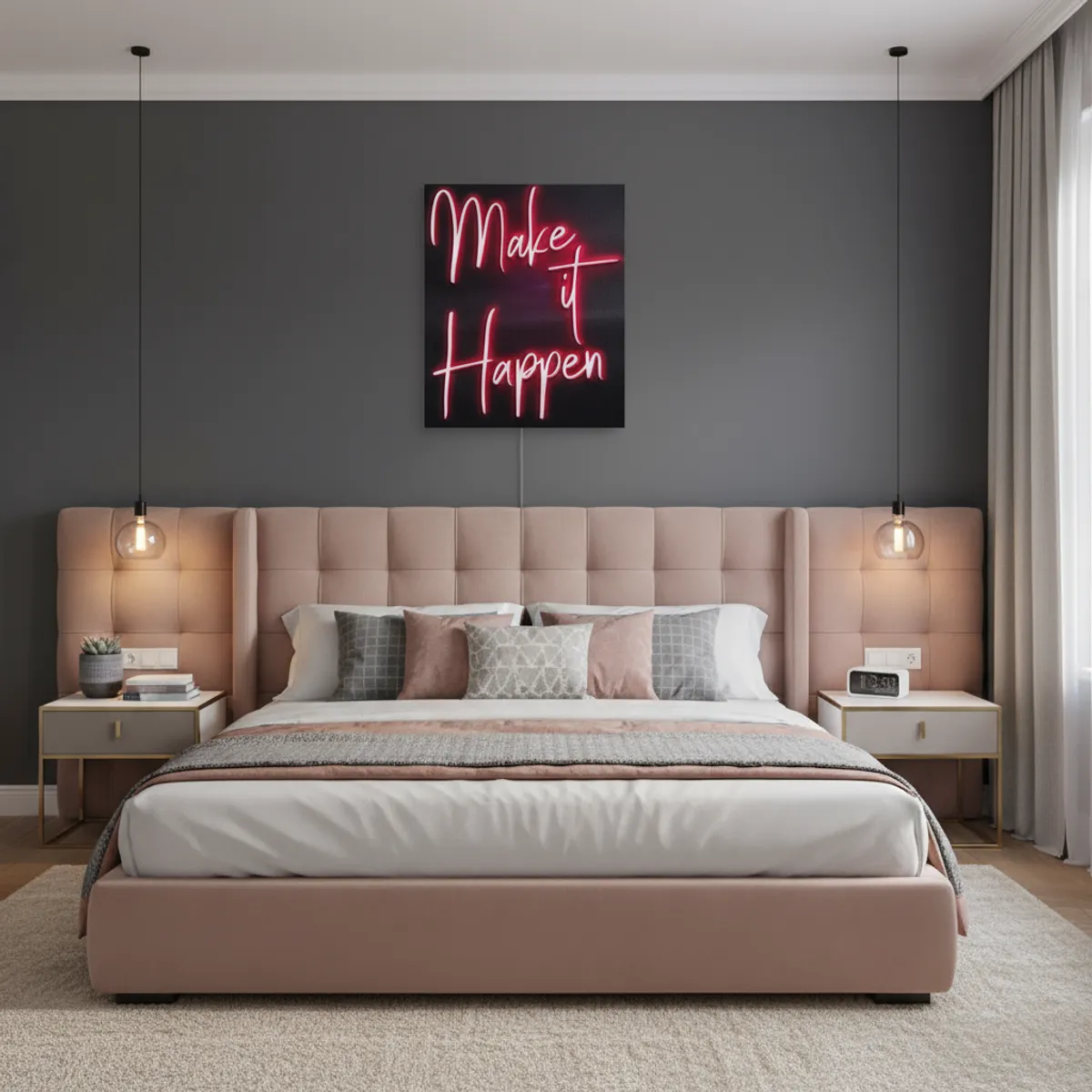 4 Pcs Positive Affirmations Neon Sign Wall Decor Wallpaper (20x30 Pink). No Frame