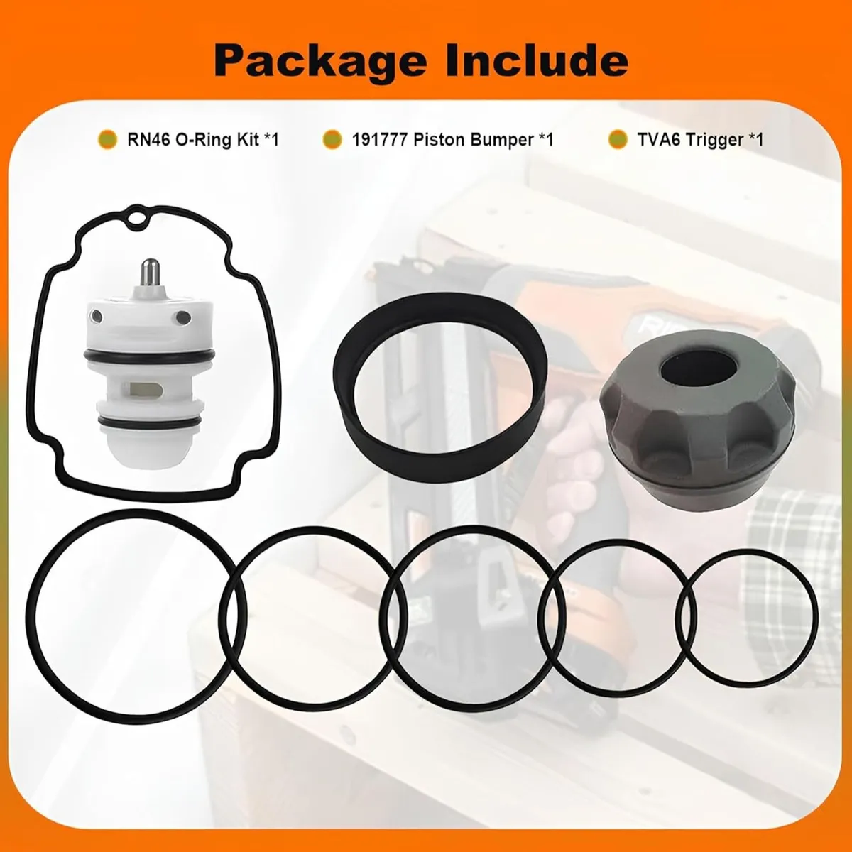 RN46 RN46-RK Rebuilt Kit Fit for Bostitch RN46-RK RN46 Roofing Nailer Replace Parts with RN46 O-Ring Kit 191777 Piston Bumper TVA6 Trigger.