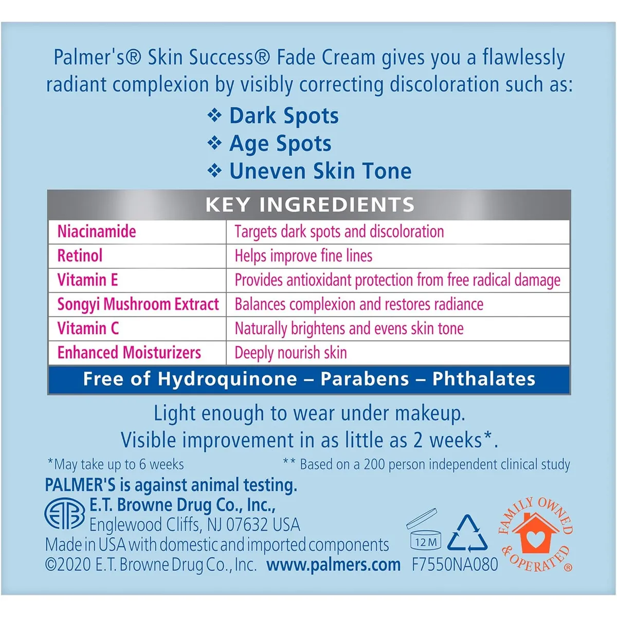 Palmer's Skin Success Anti-Dark Spot Fade Cream with Vitamin E and Niacinamide, for All Skin Types 2.7 oz
