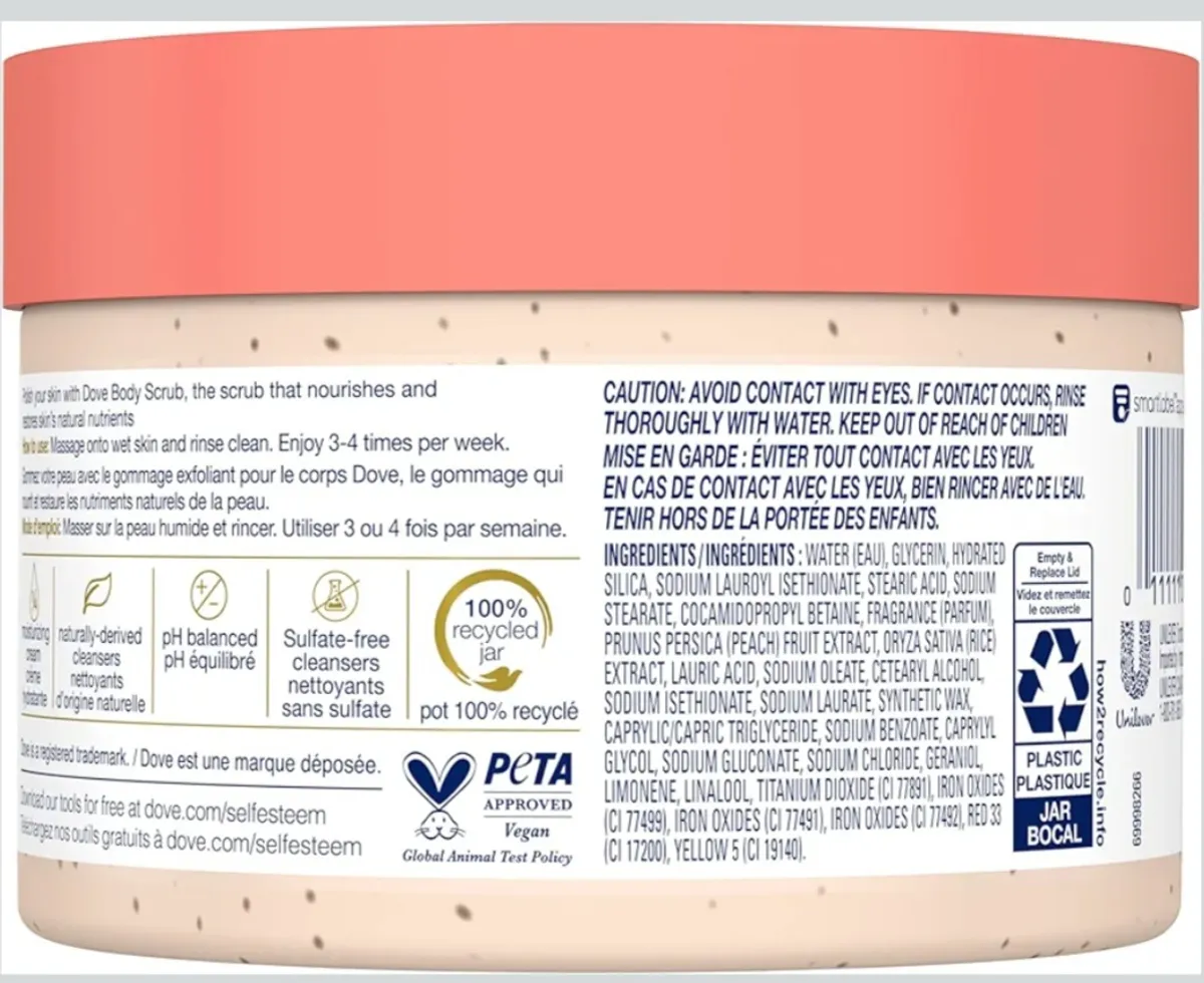 Dove Body Scrub White Peach & Crushed Rice