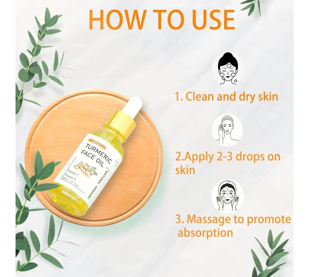 MR.A 3Pack Turmeric Oil, Turmeric oil with Vitamin C for Face Body, Great for Cleanses Skin, Moisturize & Soothing skin, Tumeric Face Oil for All Skin Type