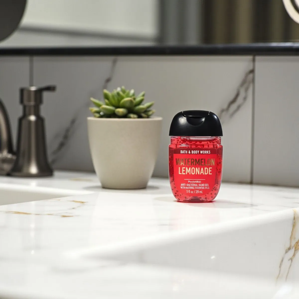 Bath & Body Works WATERMELON LEMONADE Pocketbac, Anti-bacterial Hand Sanitizer Gel with Natural Essential Oils, 1 oz