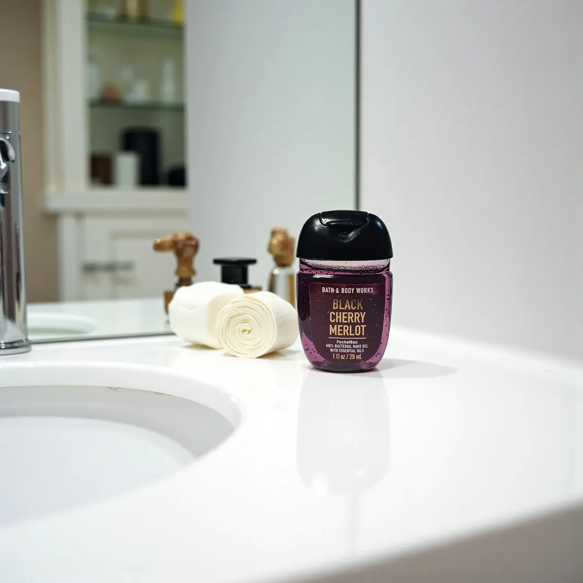 Bath & Body Works BLACK CHERRY MERLOT Pocketbac, Anti-bacterial Hand Sanitizer Gel with Natural Essential Oils, 1 oz