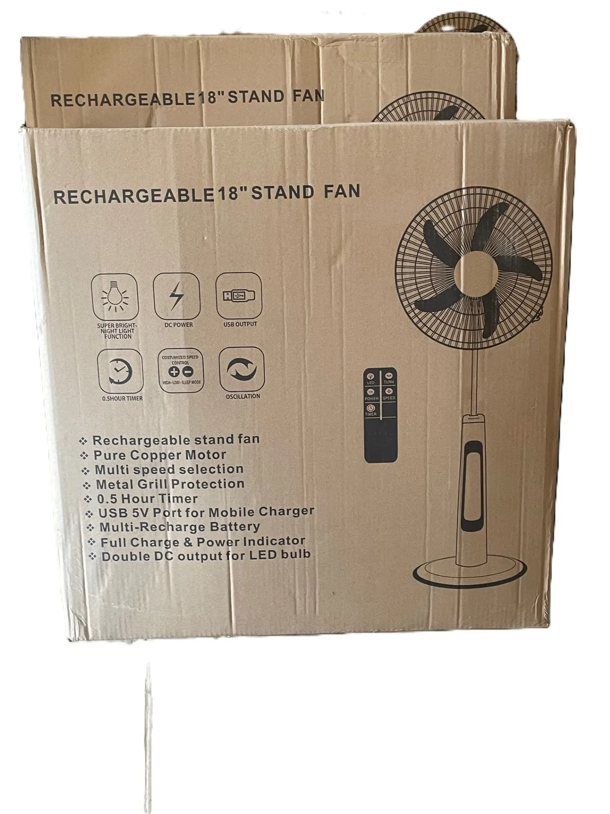 Rechargeable Solar Standing Fan - 18"