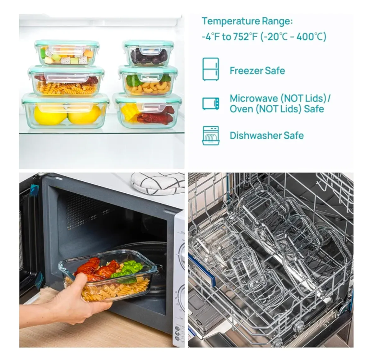 Glass Food Storage Containers with Lids (8pk)