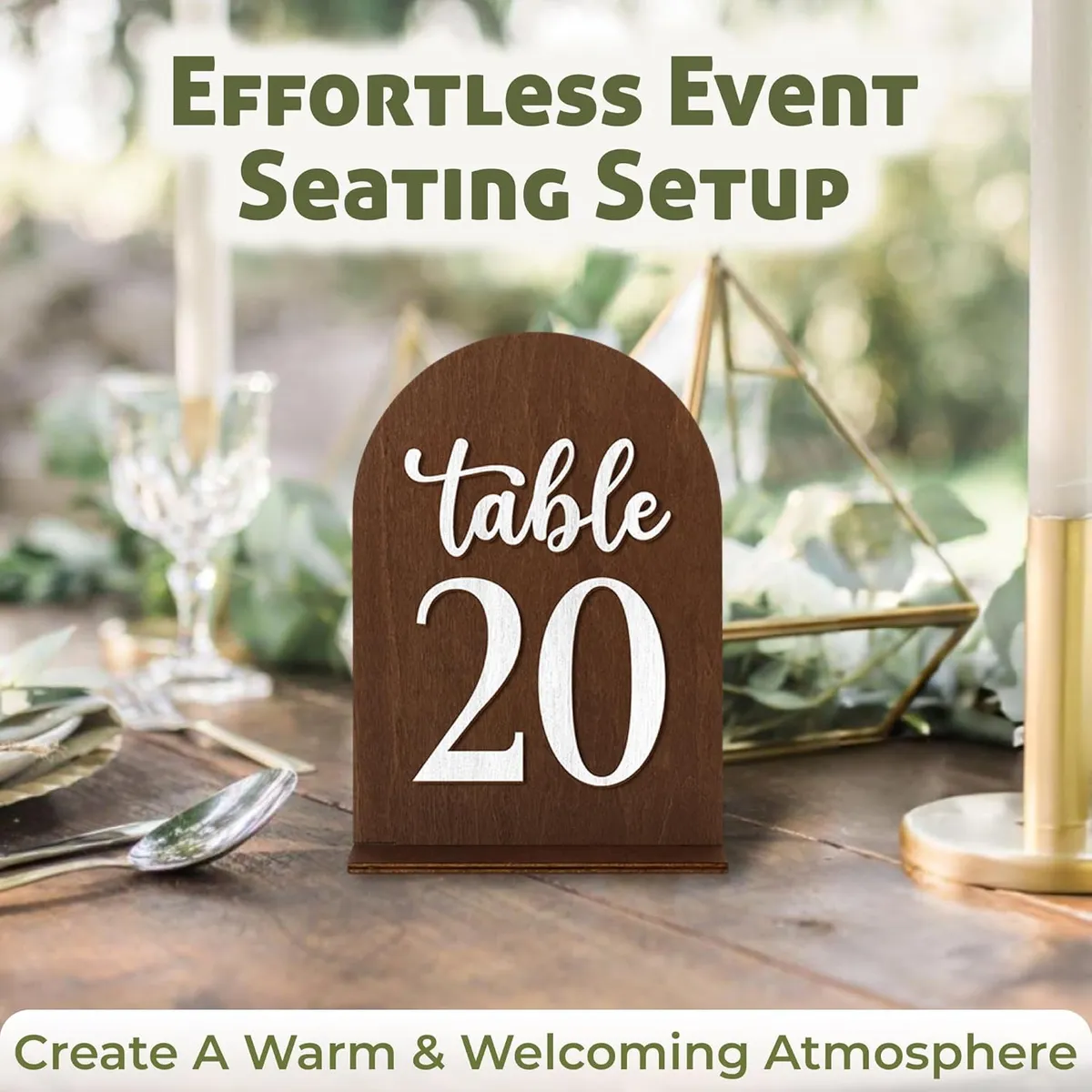 Ari's Wedding Table sign with base , Brown, Wood 15 Pcs Wedding Wooden Table Numbers with Wooden Base Rustic Wedding Centerpieces for Tables Number Sign for Banquet Restaurant Party Decor(