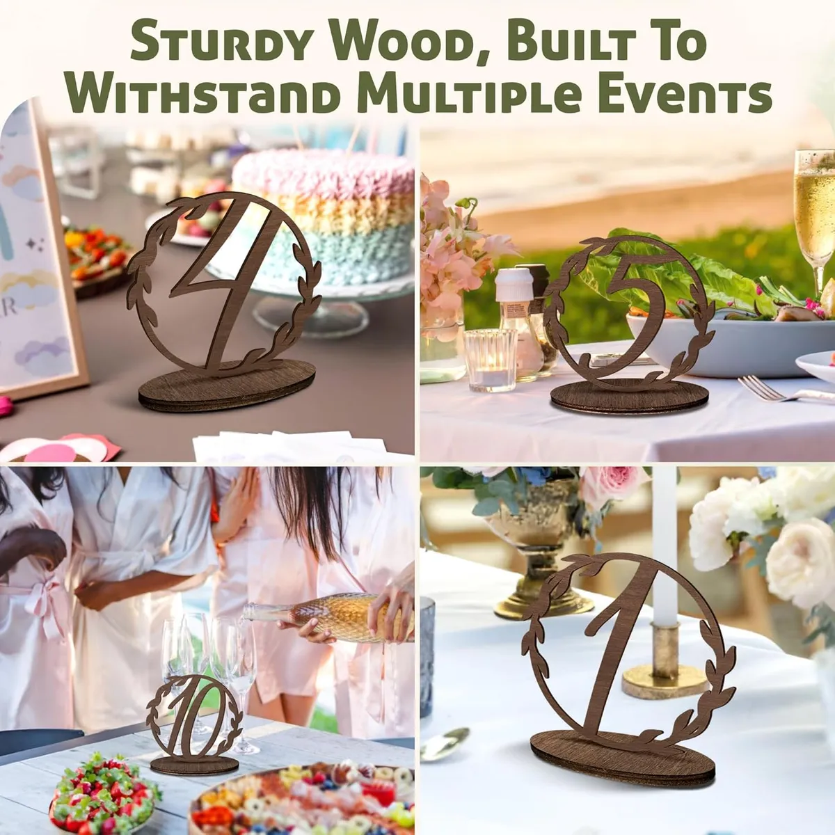 Ari's Wedding Table sign with base , Brown, Wood, Wood