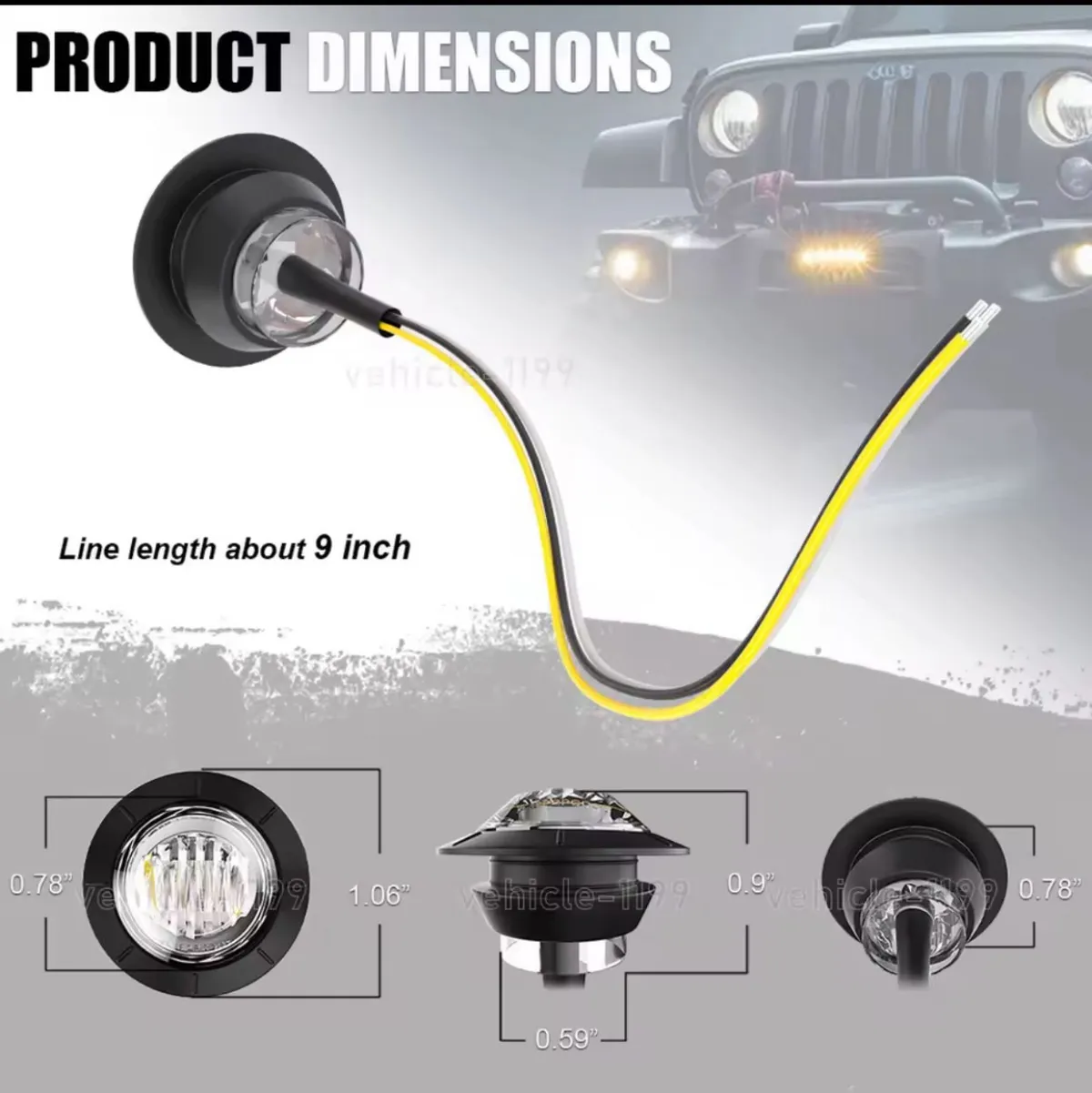 10Pcs Dual Color 3/4" Round LED Marker Light Amber to Purple Auxiliary Light Side Marker Clearance Light Turn Signal Indicators 12V (10 PACK)