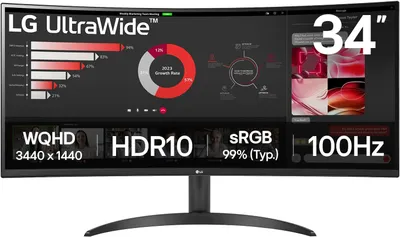 LG 34 Inch Curved UltraWide™ WQHD HDR 10 100Hz Monitor