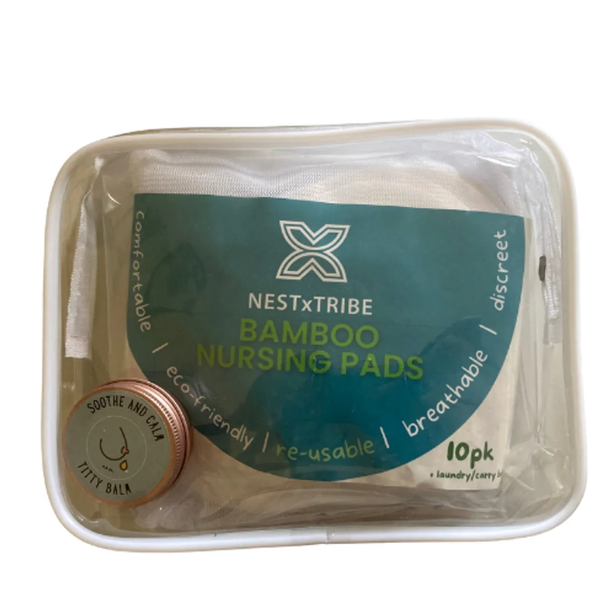 NESTxTRIBE Breastfeeding Basics Kit – 10 Reusable Bamboo Nursing Pads & 0.5 oz Cradle of Life Nipple Butter ( Titty Balm)
