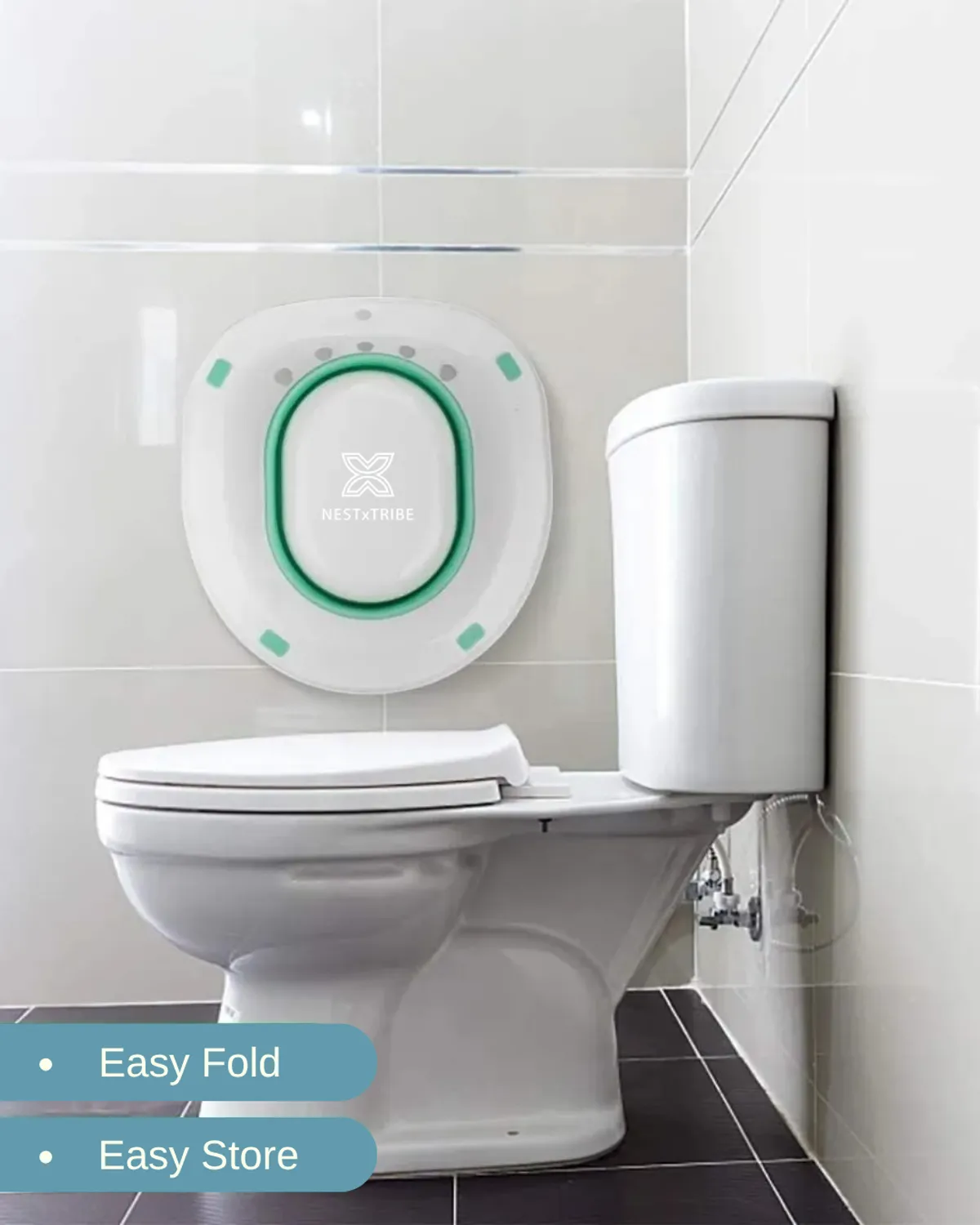 NESTxTRIBE Sitz Bath – Collapsible Postpartum Soak Basin for Hemorrhoid Relief, Vaginal Delivery Recovery & Perineal Care