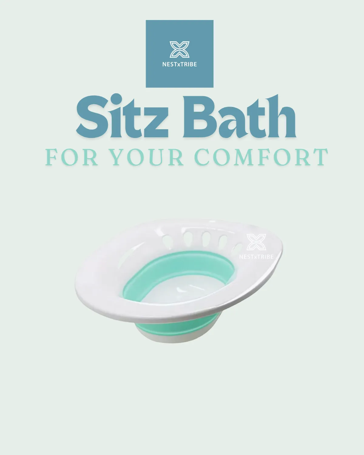 NESTxTRIBE Sitz Bath – Collapsible Postpartum Soak Basin for Hemorrhoid Relief, Vaginal Delivery Recovery & Perineal Care