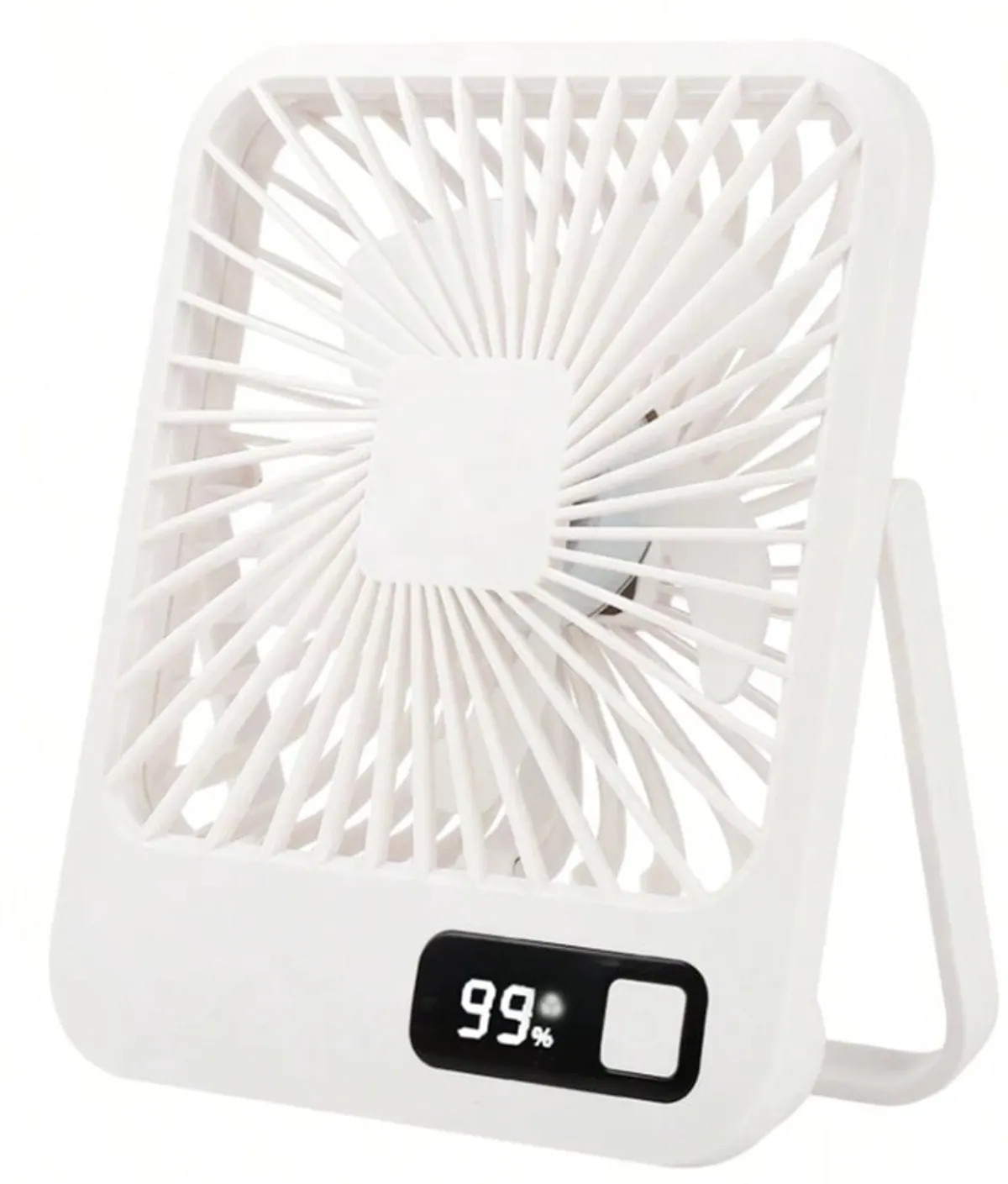 Portable Light weight Rechargeable desk Fan, White