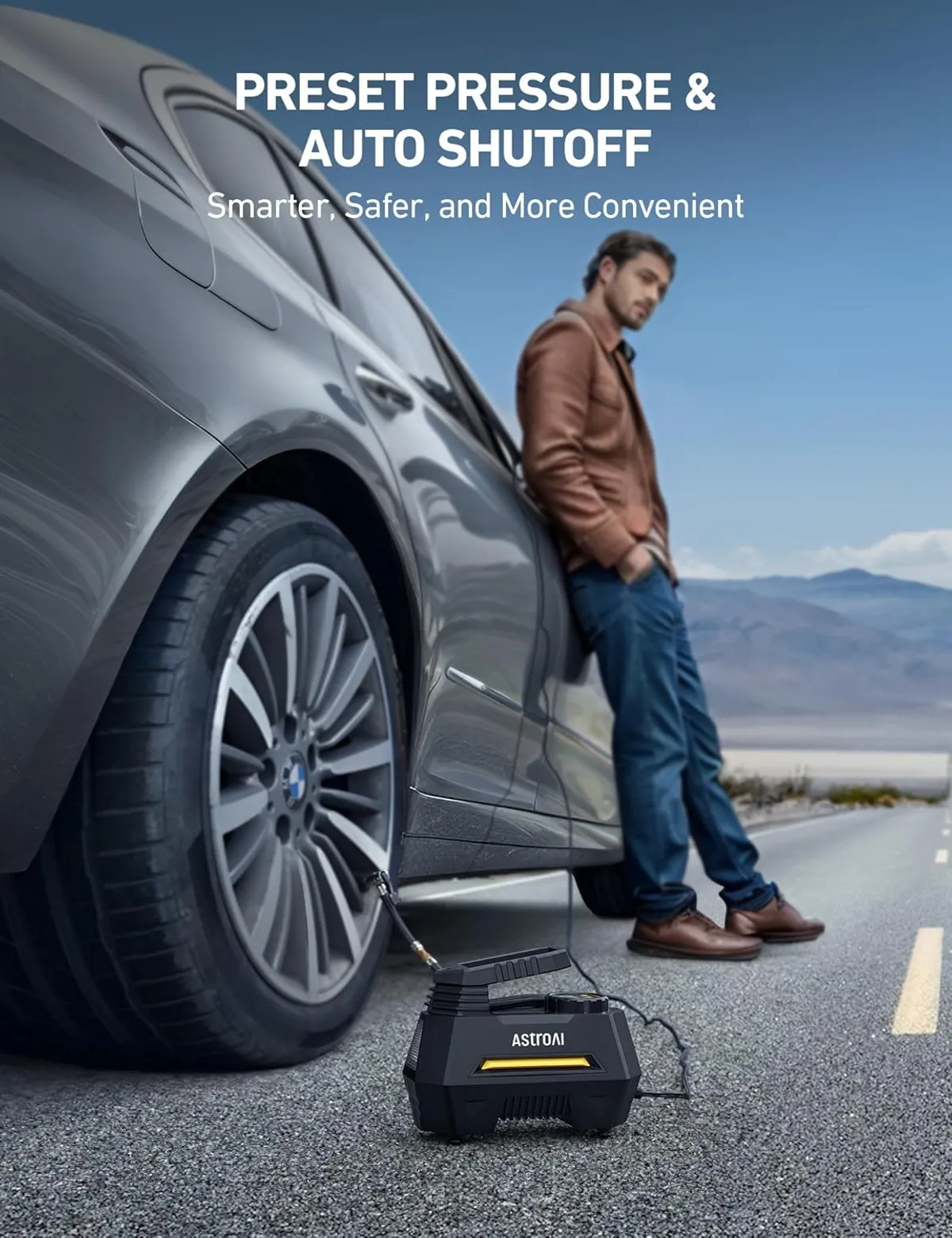 Tire Inflator Portable Air Compressor Air Pump for Car Tires-Car Accessories, 9.8Ft Cord-12V DC-Powered Auto Pump with Digital Pressure Gauge, Emergency LED Light