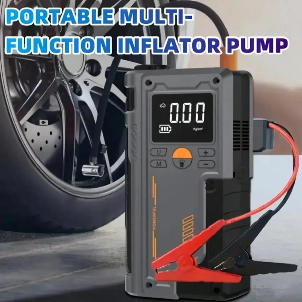 5000A Rechargeable Portable Vehicle Battery Jumper & Inflator Combo